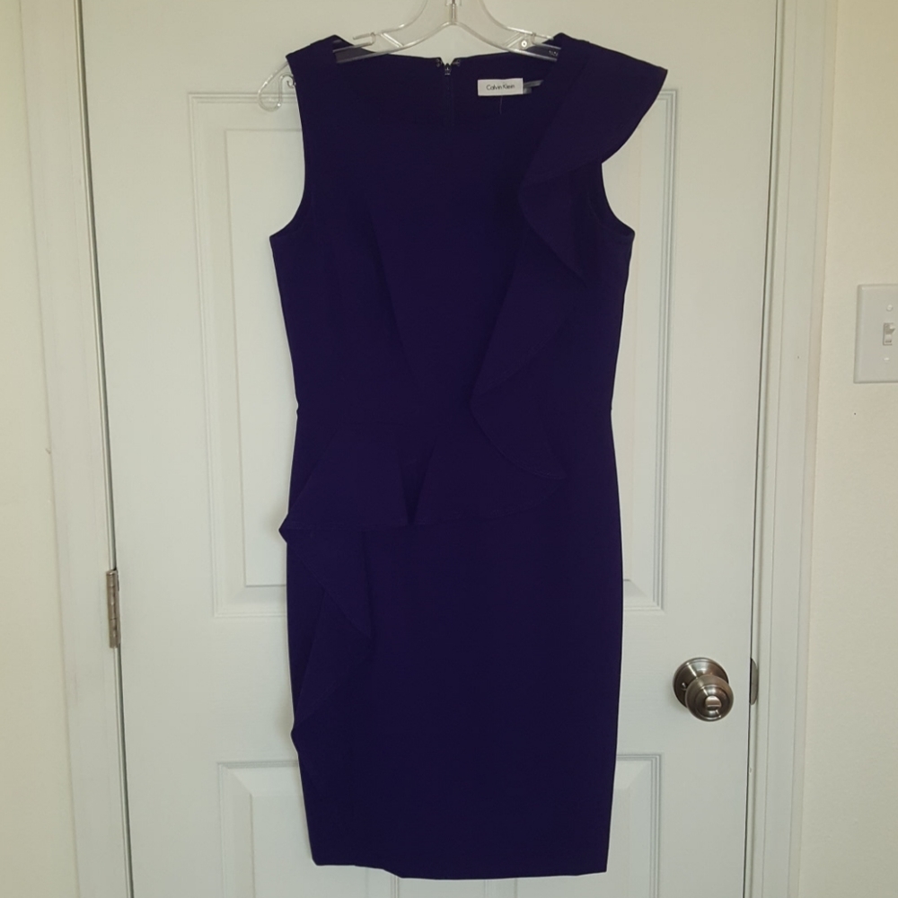Asymmetrical purple ruffle dress